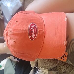 NWT Orange purposely distressed trucker cap